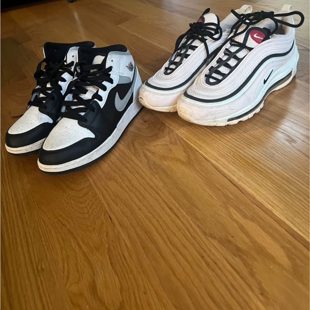 Nike Black and White High-Top Sneakers and pink  97s